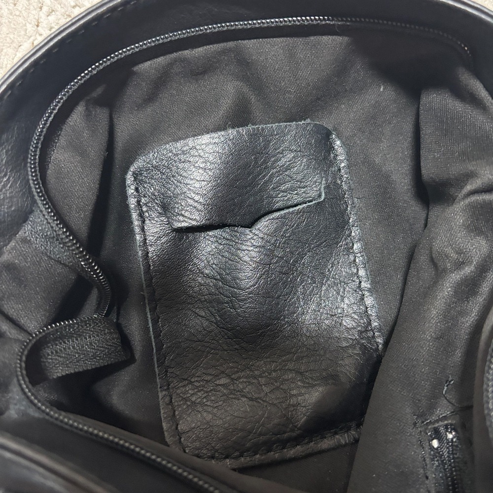 Vero Pelle Italian Made Leather Handbag Black Solid Tassel Flap Crossbody Purse - Picture 11 of 12